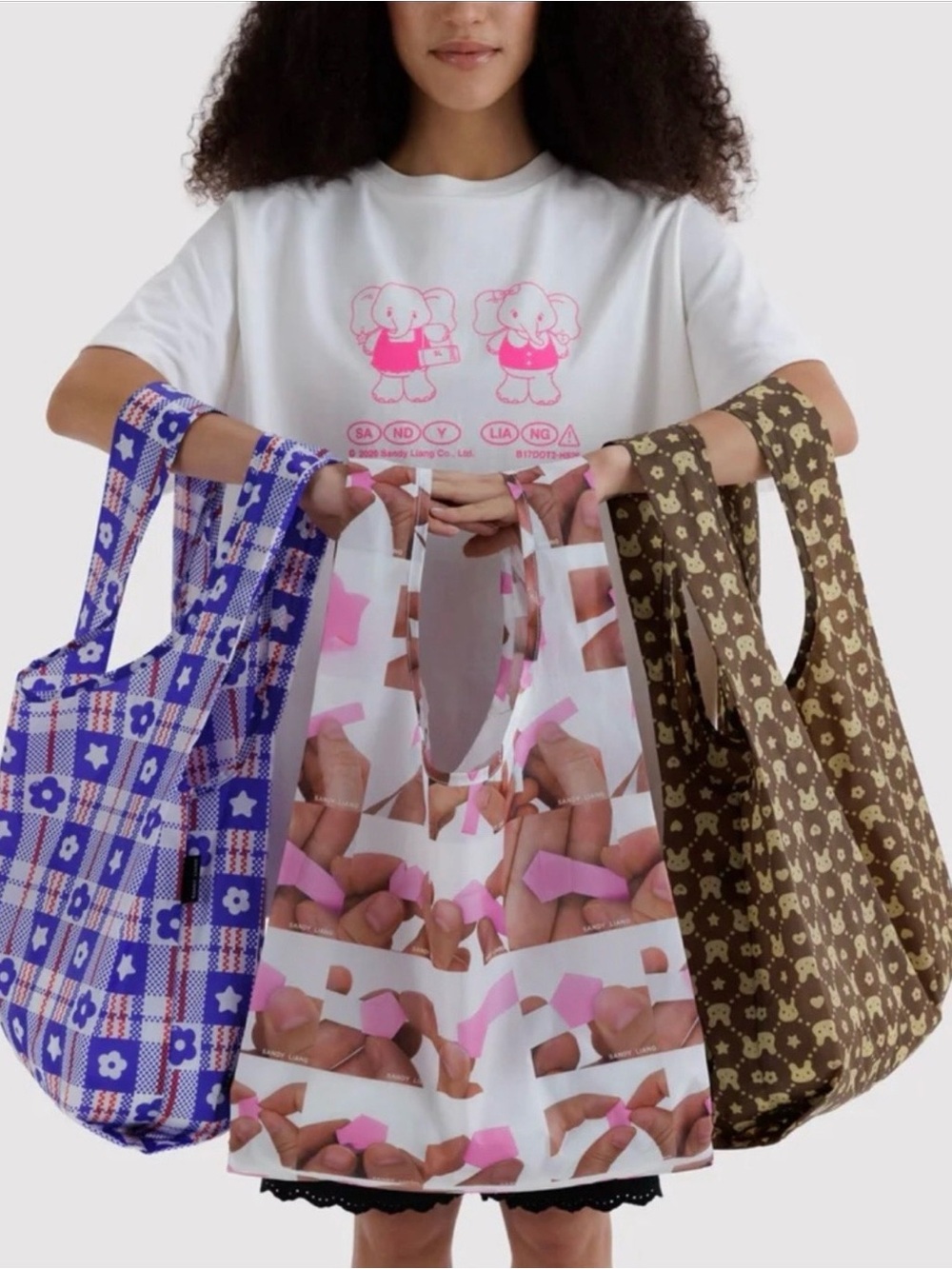 BAGGU x Sandy Liang Standard Reusable Bag - Pink Paper Stars - Picture 3 of 3